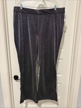 Glittery Black Wide-Leg Pants